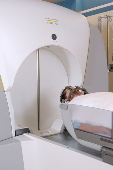 Image of patient entering stereotactic radiosurgery unit